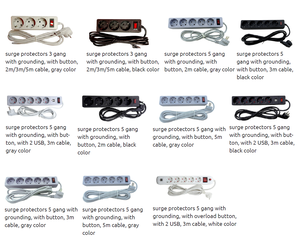 Venta caliente 3-Way Grey Surge Protected Extension Power Socket con conexión a tierra EU/UK/US Standard 2 Meters Cable para uso de conmutación - Product Image 4