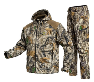 Vêtements de chasse pour hommes, veste et pantalon de chasse compatibles avec sangle de sécurité, doublure en polaire, silencieux, chaud, résistant à l'eau - Product Image 1