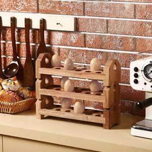 Porte-oeufs en bois plateaux de stockage de comptoir tenir des oeufs frais empilable diable organisateur rustique support conteneur - Product Image 5