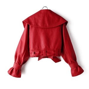 Chaqueta de mujer PU cuero arco manga larga grueso corto Mujer abrigo chaquetas de cuero invierno chaqueta de cuero a prueba de viento 2017 - Product Image 4