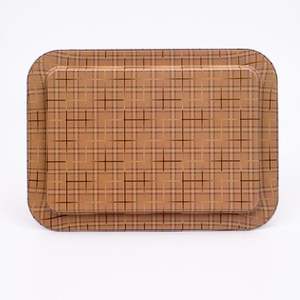 Plateau de service rectangulaire en métal moderne rose 310x430mm Plateau décoratif fantaisie en bois et verre - Product Image 3