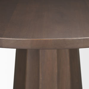 Base de Madera Maciza Cónica para Mesa de Comedor, Forma Redonda, Bordes Curvos, Acabado Marrón Oscuro con Vetas Naturales - Product Image 4