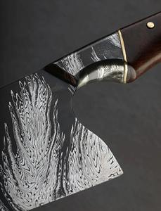 Couteau à lame fixe en acier inoxydable Eatching On Blade Couteau de chef avec manche en bois Cadeau pour votre anniversaire Idée cadeau de Noël. - Product Image 2