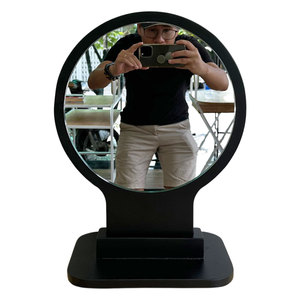 GNG005 Round Black Desktop Makeup <b>Mirror</b> Single-Sided Standing Beauty LED <b>Compact</b> <b>Mirror</b> - Product Image 1