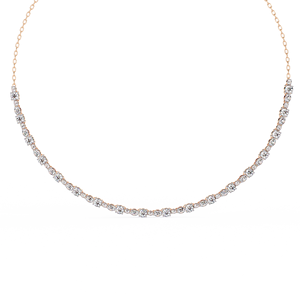 สร้อยคอเทนนิสทรงกลมสีขาว14K สร้อยคอเพชรที่ผ่านการรับรอง IGI ส่งตรงจากผู้ผลิต - Product Image 3