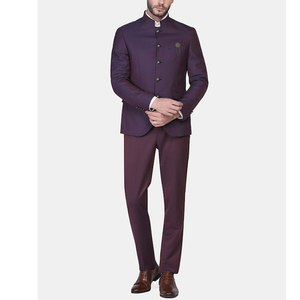 Últimos trajes morados novio boda 3 piezas vestido Blazer chaleco pantalón hombres doble botonadura rayas hombres negocios Casual estambre traje - Product Image 6