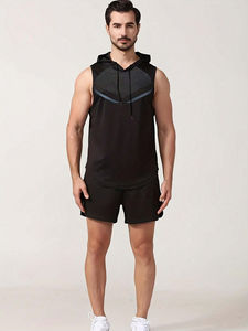 เสื้อกล้ามผู้ชายแขนกุดลายไม้ไผ่ปรับแต่งได้ชุดเล่นกีฬาเพาะกายมีฮู้ดสำหรับออกกำลังกายในฤดูร้อน - Product Image 2