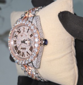 Reloj de Lujo RX de 41 mm con Cuarzo, Diamante Moissanite, Indicador de Fecha con Números Romanos, Correa de Acero Inoxidable, Estilo Hip Hop - Product Image 3