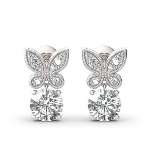 Boucles d'oreilles pendantes Jeulia Butterfly en argent sterling à coupe ronde - Product Image 1