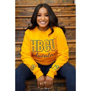 HBCU SGRho felpa in ciniglia educata oro e blu lettere ricamate in cotone Premium Divine nove greco Life abbigliamento - Product Image 2