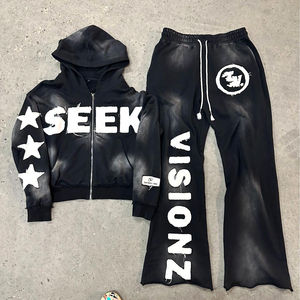 Survêtement personnalisé pour hommes Baggy Sweatsuits 100% coton à capuche Hommes Joggers Suit Pantalon de survêtement évasé et ensemble de sweat à capuche - Product Image 5