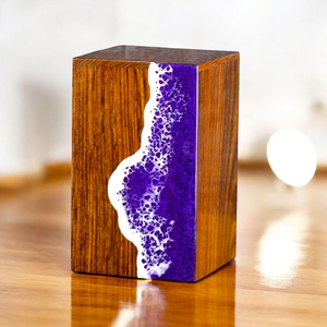 Handmade Wooden Cremation Urn Purple Resin Wave Memorial <b>Keepsake</b> Cremation urns For Human <b>Ashes</b> - Product Image 3