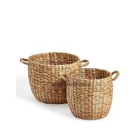 Panier de rangement en rotin brun clair de qualité supérieure panier en rotin tendance décoratif de forme ronde pour la maison et la cuisine pour la vente en gros