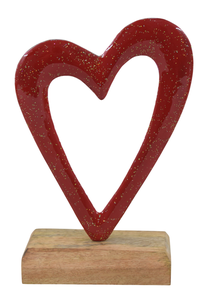 Decoración Navideña de Lujo en Forma de Corazón de Aluminio Rojo Brillante con Base para Mesa y Decoración del Hogar, Marca IHA, Modelo IHA25052 - Product Image 6