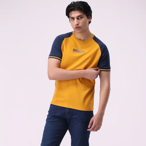 Camisetas para hombre con ribete en contraste Camisetas transpirables de algodón 100% para hombre Camisetas para hombre de peso pesado alto - Product Image 3
