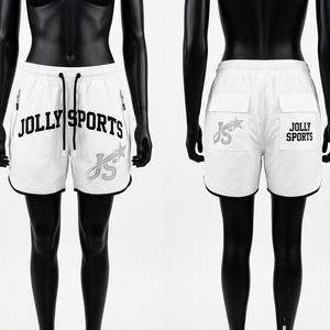 Shorts Cortos Deportivos de Poliéster de Secado Rápido de 105 GSM, Color Blanco, Tela Lisa, Diseño de Logotipo con Efecto de Diamantes de Imitación, Shorts para Mujer - Product Image 2