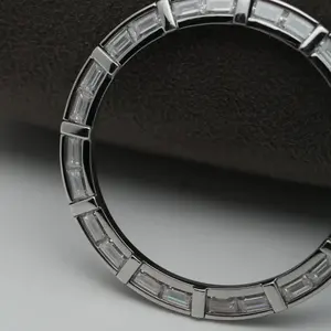 Lunette de montre en diamant moissanite segmentée, claire, glacée, luxe, acier inoxydable, lunette de remplacement personnalisée pour la personnalisation de montre - Product Image 3