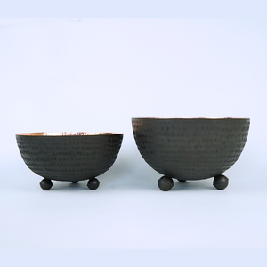 Cuencos de pie de cobre elegantes y modernos, bandejas decorativas para servir frutas, aperitivos, mesas de comedor, salas de estar, bodas - Product Image 1