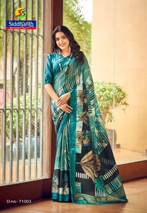 Tailleur femme de chambre belle dentelle bordure travail coton doux avec imprimé numérique longue longueur été confort Saree pour dames porter - Product Image 5