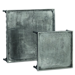 Plateau de service en aluminium en métal de structure professionnelle pour le plateau de service de nourriture de forme carrée antique argentée faite à la main d'hôtel avec des supports - Product Image 4