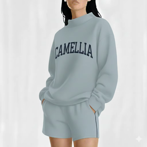 Women Oversized Stand Collar <b>Sequined</b> Badge Fleece Sweatshirt Loose Fit Cotton Casual Streetwear Winter <b>Top</b> - Product Image 1