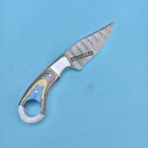 Cuchillo de caza de acero de Damasco hecho a mano de la mejor calidad, cuchillo de hoja de Damasco con funda de cuero, cuchillos japoneses - Product Image 4