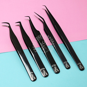 Pince à épiler noire pour extension de cils, volume de la pointe à 90 degrés, pointe incurvée classique testée à la main, durable, vente en gros - Product Image 5