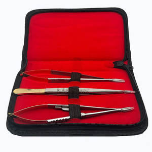 Kit de implante de ortodoncia, juego de herramientas dentales de 3 uds., Castroviejo, 18cm, tijeras quirúrgicas de acero inoxidable, pinzas, soporte de aguja, Manual - Product Image 1