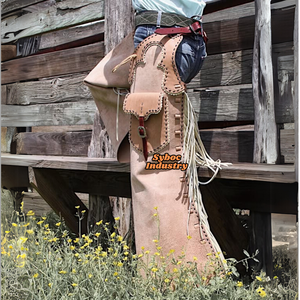 Mới Phong Cách Phương Tây Chính Hãng Da Bò Da Chaps Thanh Niên Cưỡi Ngựa Cao Bồi Da Quần Với Da Chinks - Product Image 6