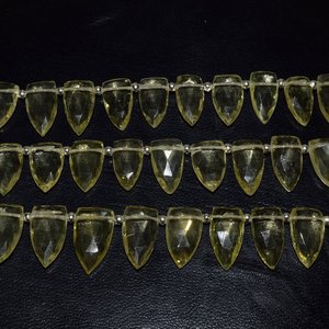 Vente en gros perles de quartz citron briolette à facettes pointe de flèche pierre naturelle unique pour la fabrication de bijoux - Product Image 4