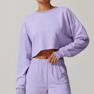 Sudadera Deportiva Transpirable de Felpa Lavada al Ácido Personalizada para Mujer - Manga Larga de Algodón Servicio OEM - Product Image 4