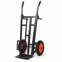 Chariot à main industriel en acier à deux roues, chariot de manutention mobile portable avec plateforme peinte au four pour entrepôt et construction