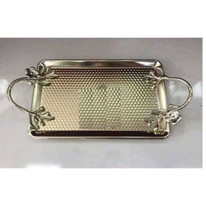 Superior Quality Metal Oval Shape <b>Tray</b> With Floral Accent Table Decoration Food Serving <b>Tray</b> <b>Snacks</b> Dessert Display For Hot Sale - Product Image 4