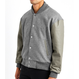 Veste d'université d'hiver pour hommes de haute qualité manches en cuir nouveauté décontracté Baseball Patchwork Logo Design fabricant direct - Product Image 2