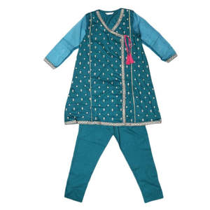Traje de Dos Piezas Bordado para Niñas - Verde Mar - Product Image 1