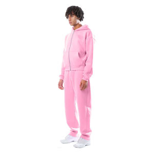 Custom <b>Pink</b> <b>Tracksuit</b> Women Two Piece <b>Set</b> Zip Up Hoodie And Sweatpants - Product Image 5