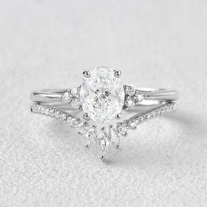 D Color Diamond Vintage Style Round Brilliant Cut Seven Stone 14K Solid <b>Gold</b> Wedding <b>Ring</b> <b>Set</b> for Brides-to-Be Party Anniversary - Product Image 1