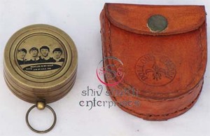 <b>Antique</b> Brass Magnetic Pocket <b>Compass</b> Engravable Designer Hiking & Camping Navigational Tool with Leather Case & Electroplating - Product Image 6