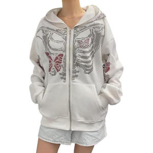 Sudaderas con Capucha de Algodón Suave de Primera Calidad, Color Blanco, con Logotipo Personalizado y Pedrería, para Mujer - Product Image 1