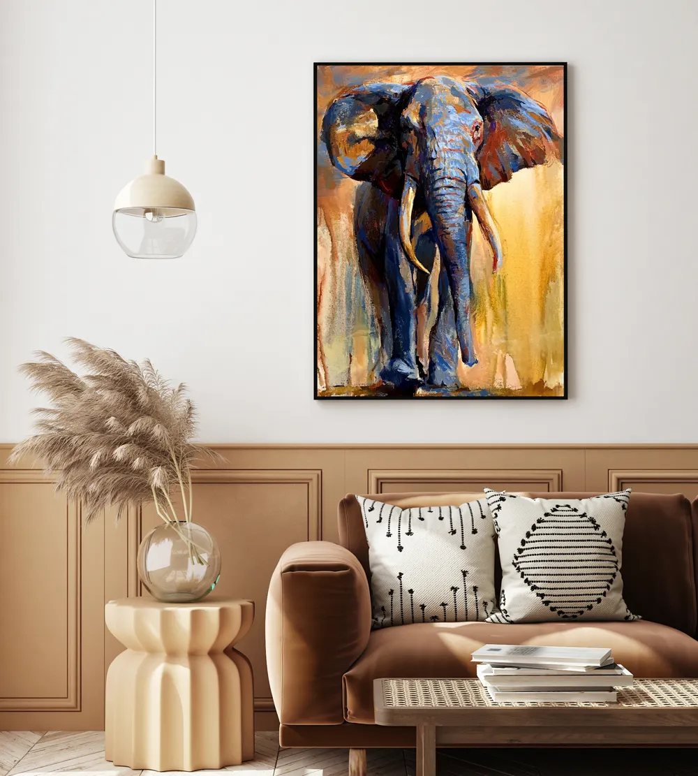Handgemachtes Ölgemälde auf Leinwand Deko Wandhängendes Heim Deko Wandkunst abstrakt Elefant Tier Hotel Wohnzimmer