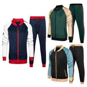Top quality Mens track suite Long <b>Sleeve</b> 100% cotton and trouser printing zipper washable tracksuits for men - Product Image 4
