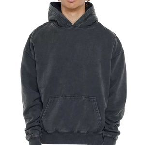 Mejor diseño Acid Wash Sudadera con capucha de gran tamaño Hombres Heavyweight French Terry Hoodie Grey Terry Fabric Knitted Hooded - Product Image 6