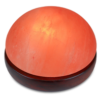 Lampe de sel de l'Himalaya naturelle en forme de dôme OEM ODM avec base en bois, lumière en cristal de roche rose pour la décoration intérieure, livraison rapide et vente en gros
