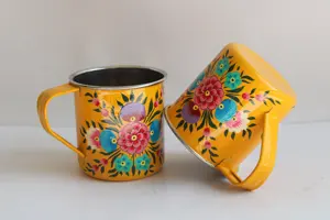 Tazas pintadas a mano de alta calidad, estilo moderno, elegantes, para uso doméstico, cocina, en metal, precio al por mayor - Product Image 6