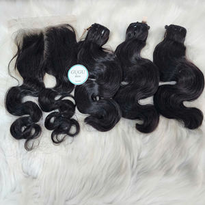 Extensions de cheveux vierges 100% naturelles du Vietnam, ondulation naturelle, paquets de mèches, fermeture frontale HD 13x4, super double trame, ondulation profonde lâche, 100% authentique - Product Image 1