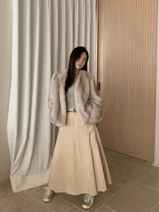 Nouveauté 2024 - Parka unisexe en fourrure de lapin Rex véritable de haute qualité, boutonnage simple, tissé uni, respirant, manches longues pour l'hiver - Product Image 3