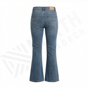 Pantalon en jean évasé taille haute pour femme, coupe large et longue, idéal pour l'hiver – Nouveau jean classique à devant plat - Product Image 2