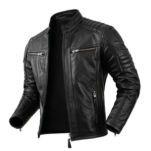 2025 Servicio OEM Chaquetas de cuero Hombres Color negro Hombres Chaqueta de cuero Producto de manga completa Chaqueta de cuero para hombres - Product Image 3