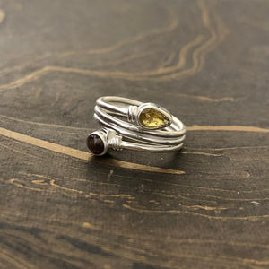 แหวนซิทรินทรงมาร์คีส์ดีไซน์เนอร์ (3.8 กรัม) เครื่องประดับทรงเรขาคณิตชุบโรเดียมสำหรับใส่ทุกวัน - Product Image 1