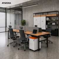 Ensemble de mobilier de bureau à plan ouvert ATWOKA, postes de travail personnalisés, chaises ergonomiques, supports et étagères de rangement